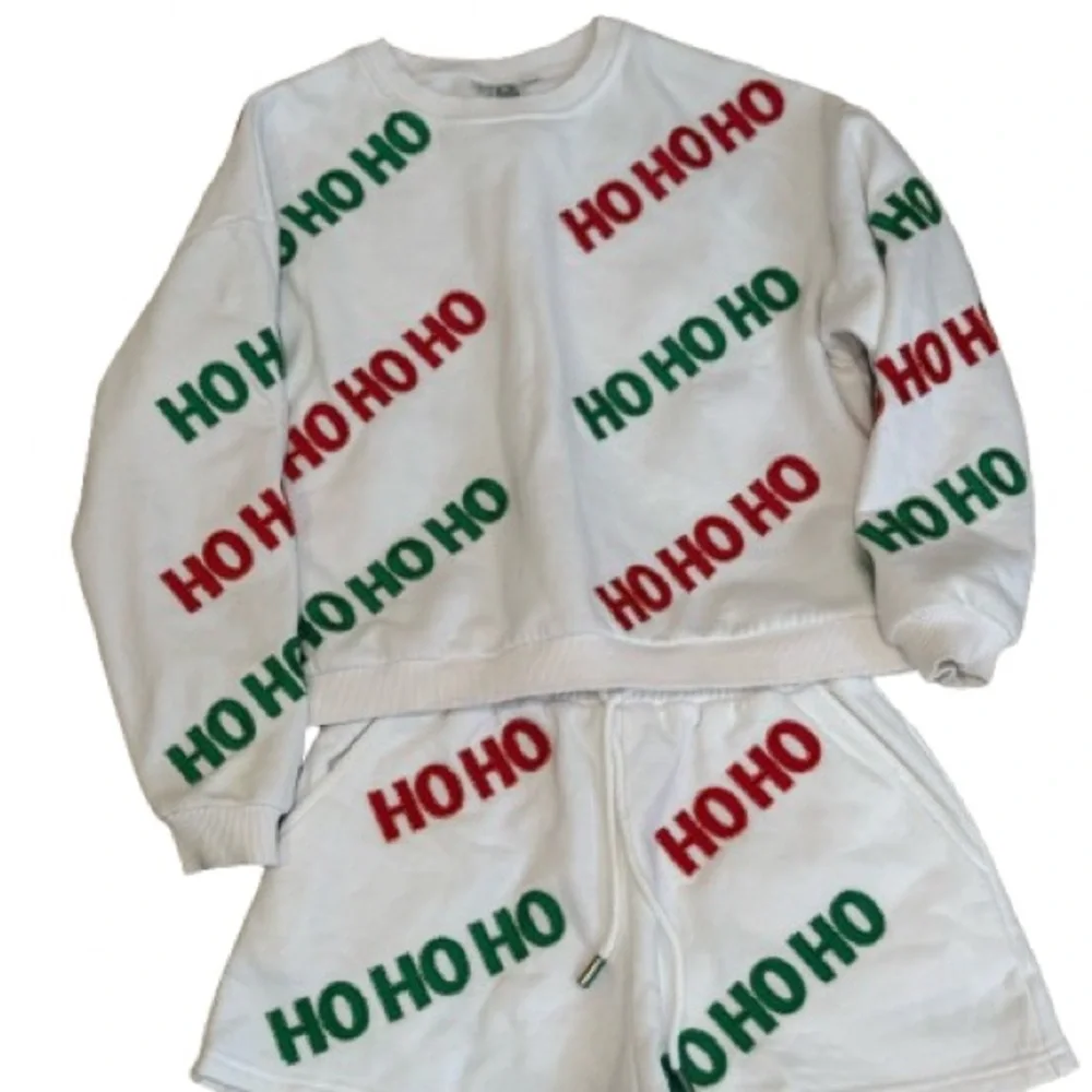 Set! QUEEN OF SPARKLES Kids White Holiday Ho Ho Ho Top & Shorts Set